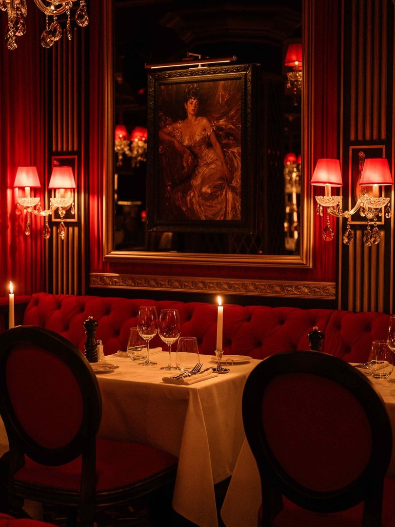 The tufted banquettes of Le Salon at Le Piaf Dubaï